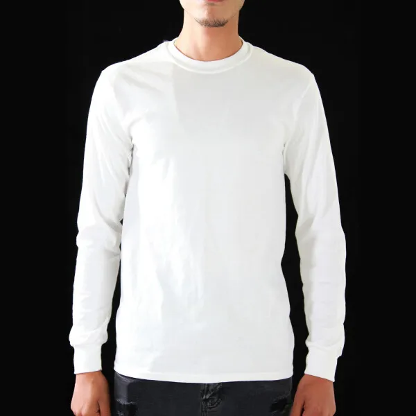 [HANES-LSTS-5586-WHT-M] Hanes Long Sleeve T-Shirt 5586 White M